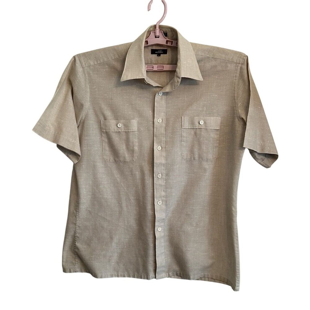 Carl Michaels Tan Short Sleeve Men's 2 Pocket Shirt SZ Large Vintage